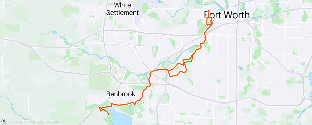 Map of the activity, MBBC  Tuesday Night Ride