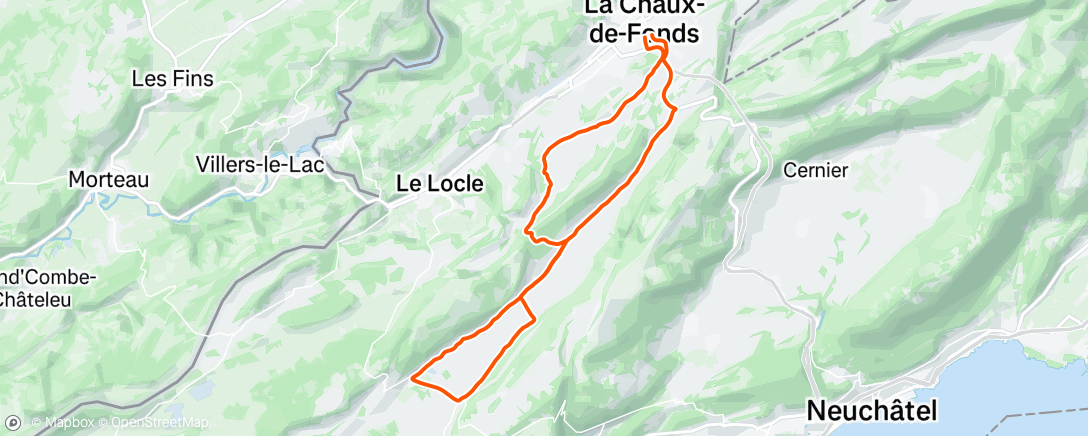 Map of the activity, Sortie vélo le midi