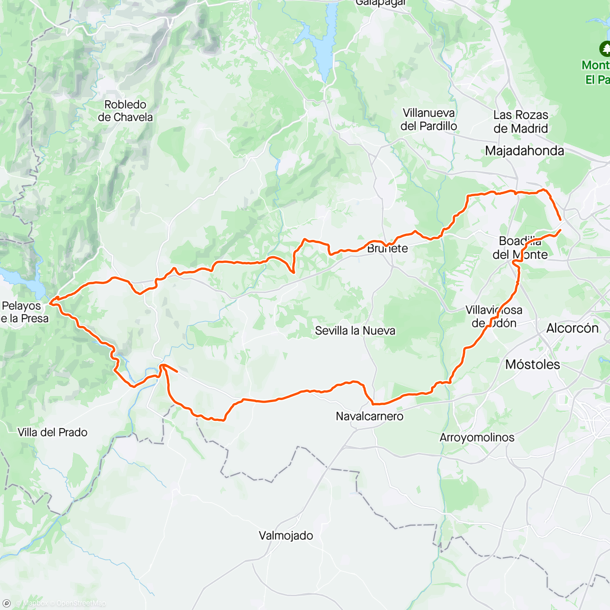 Map of the activity, Nuevamente  hasta la presa de San Juan y retorno por Picadas