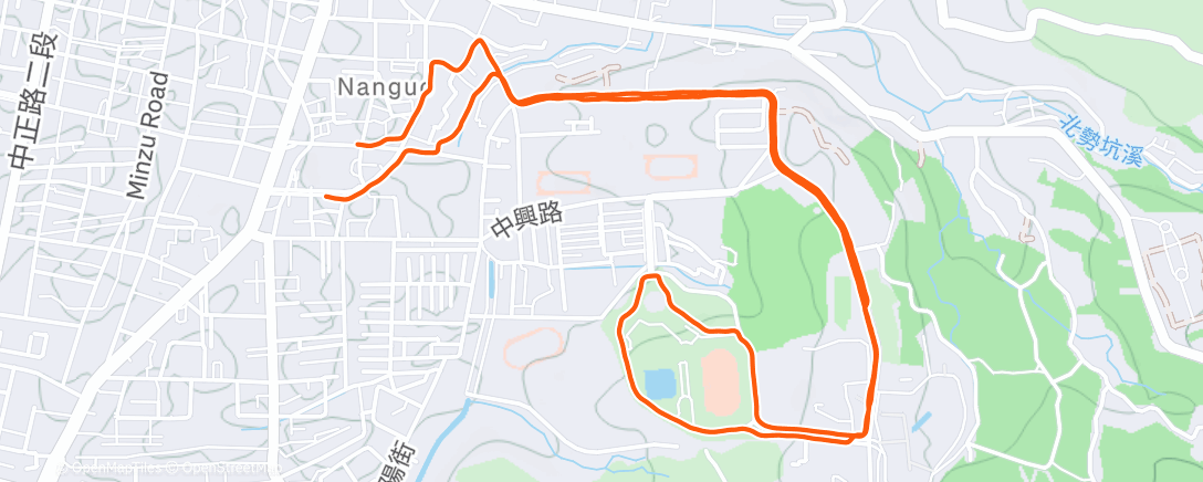 Map of the activity, 傍晚跑步