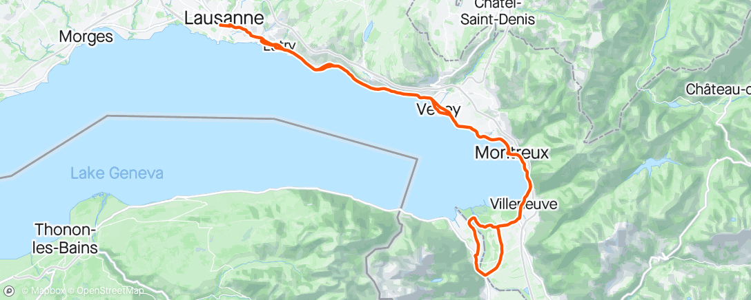 Mapa de la actividad, Corniche🍷 - Chillon 🏰 - Villeneuve 🛥️