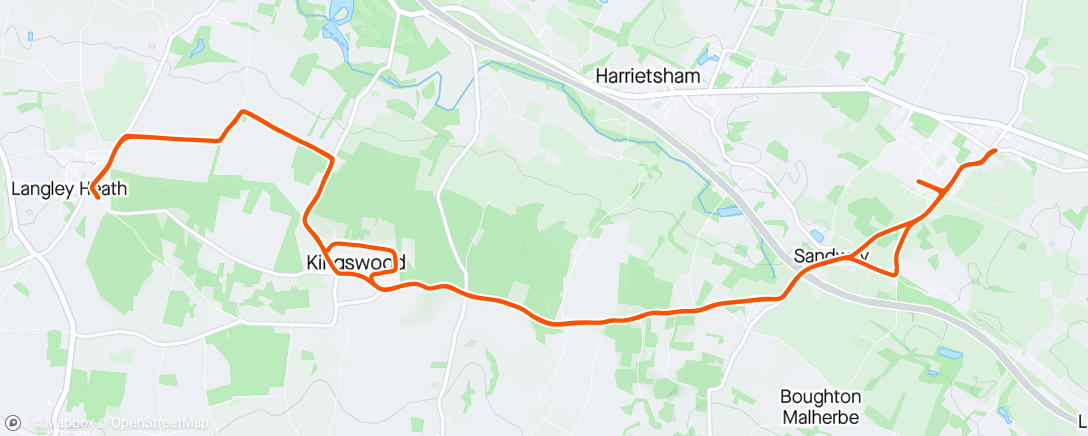 Map of the activity, A very leisurely ride to Lenham and back