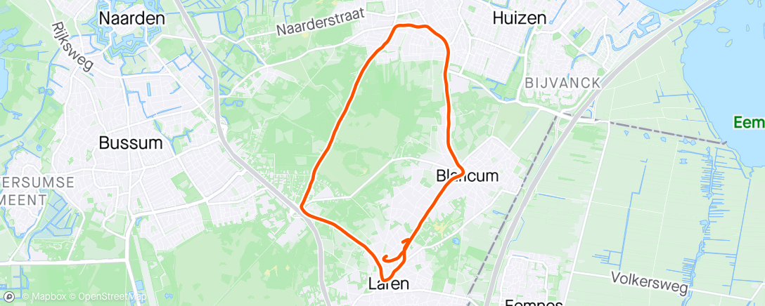 Map of the activity, Duurloop - Blaricum/Huizen/Crailo/Laren 🌧️🌧️