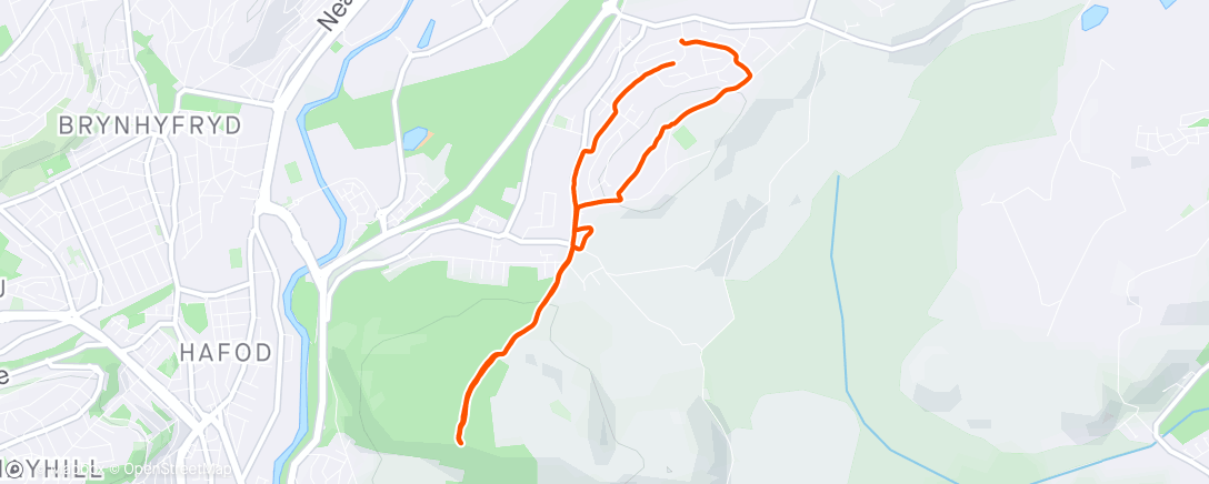 Map of the activity, After 6 months off running, a walk up the hill was needed to start me off