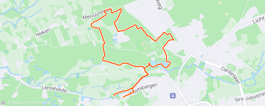 Map of the activity, Tuesday Evening Run
