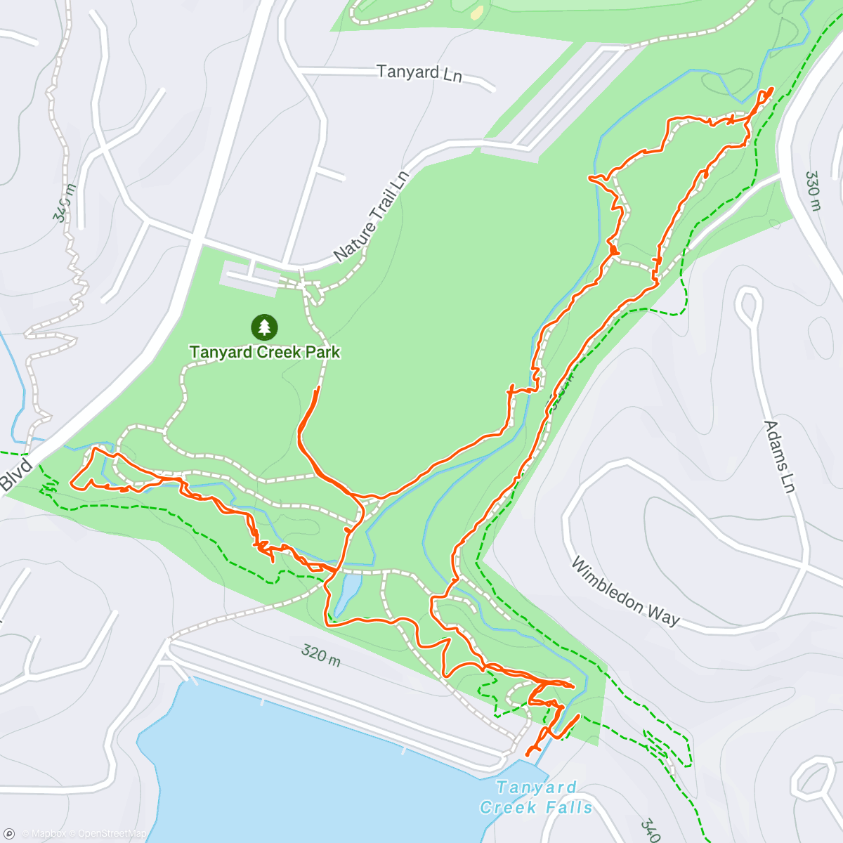 Map of the activity, Tanyard Creek