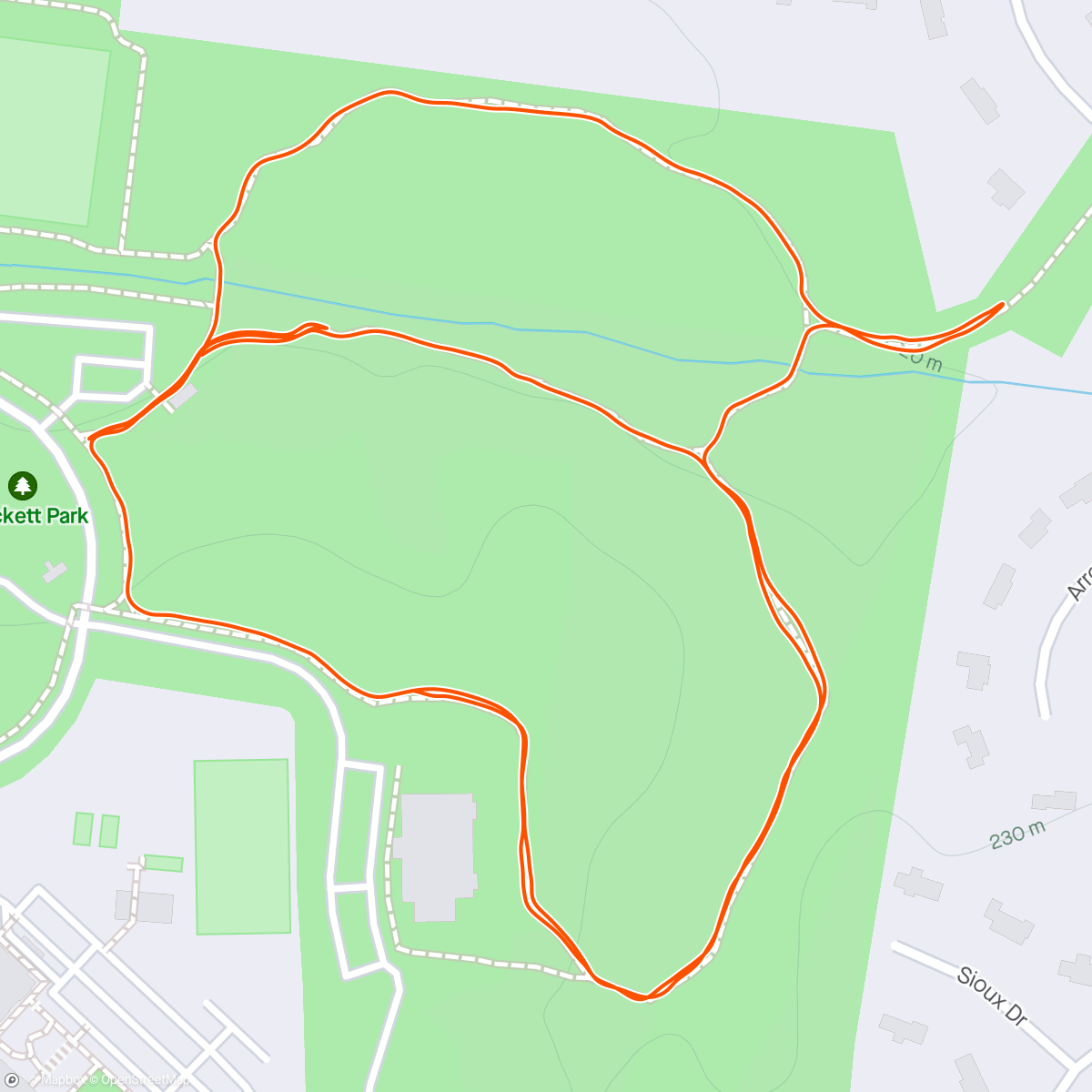 Map of the activity, Crockett Park loop