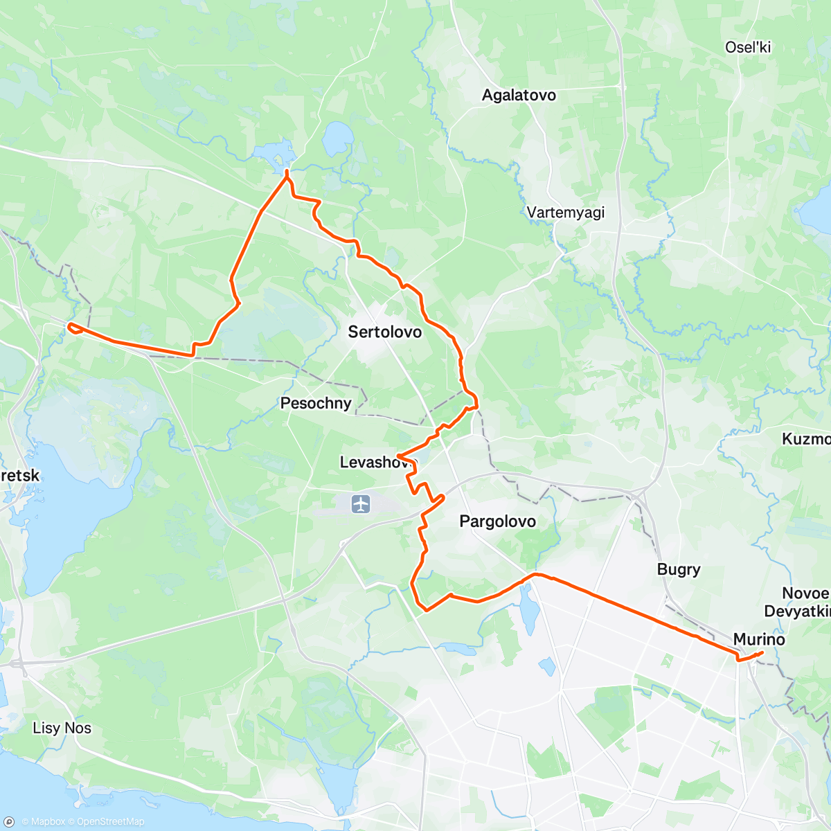 Map of the activity, Мурино - Белоостров