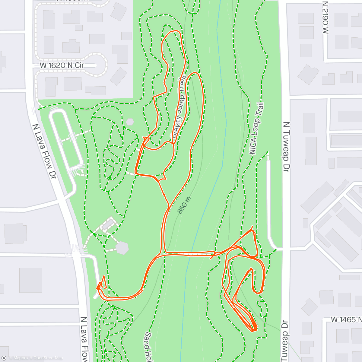 Map of the activity, Snake Hallow Bike Park - St. George.