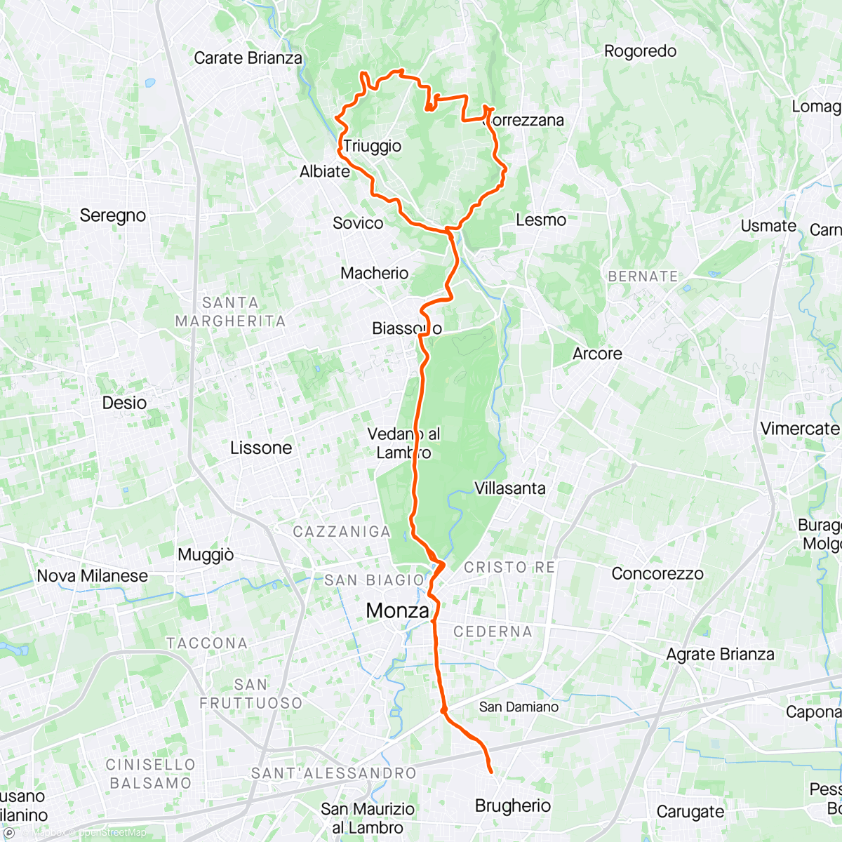 Map of the activity, Lambro Chignolo pegorino trail