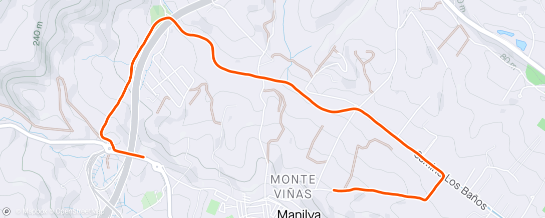 Mapa de la actividad, 6km run, forgot the timer