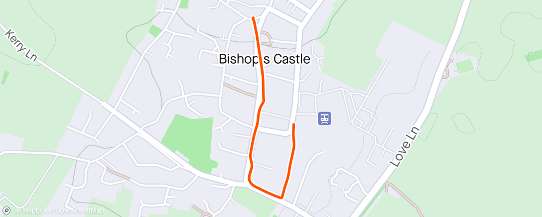 Map of the activity, Brief walk in Bishop’s Castle.