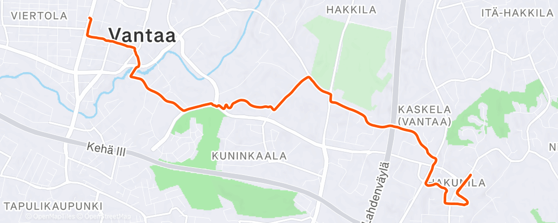 Map of the activity, Afternoon Run