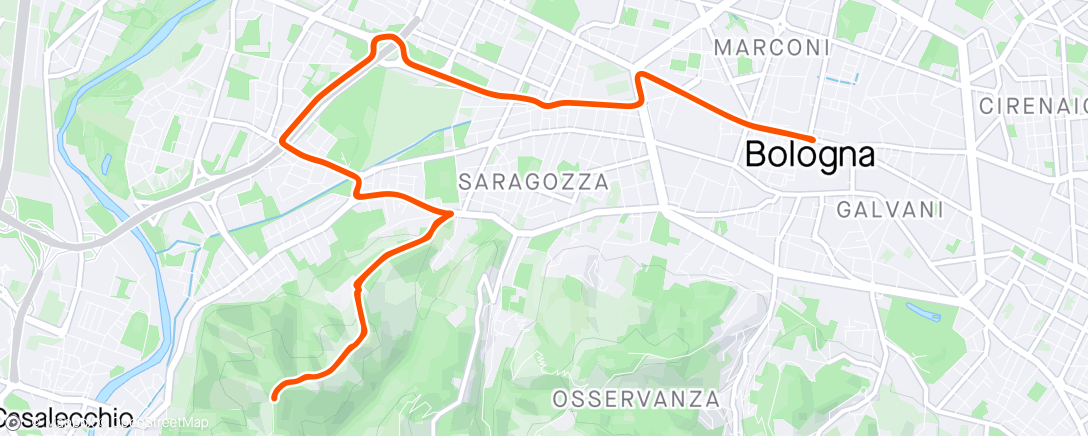 Map of the activity, Zwift - TT: Team Italy Bologna iTT Race (C) on Bologna Time Trial in Bologna TT