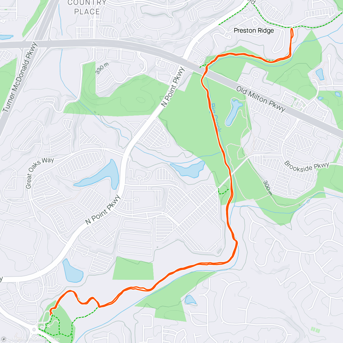 Map of the activity, Greenway Jog/Walk