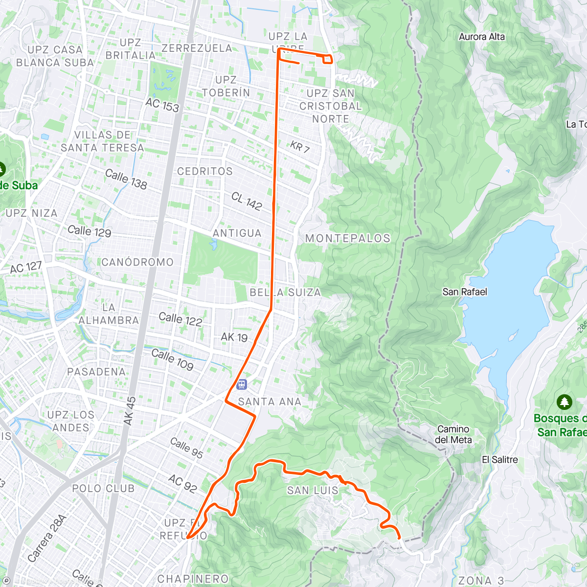 Map of the activity, Vuelta en bicicleta de montaña matutina