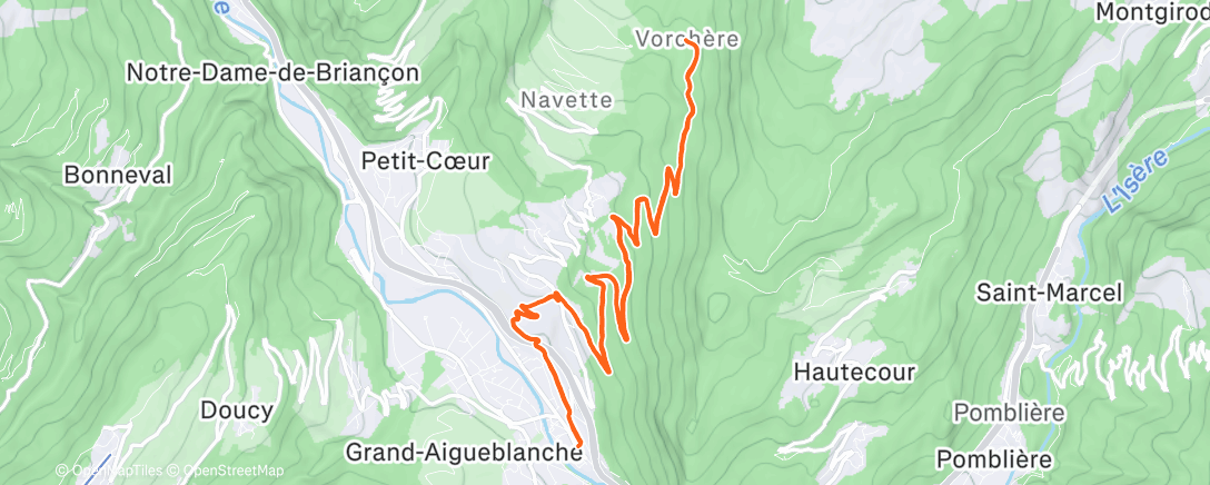 Map of the activity, Trail le midi