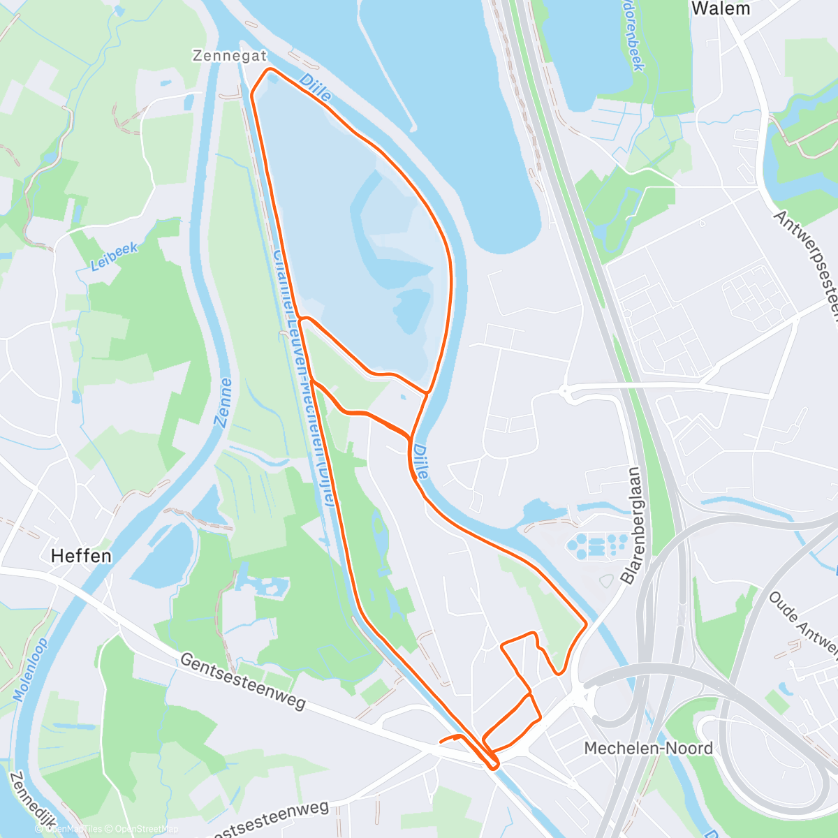 Map of the activity, Middagloop