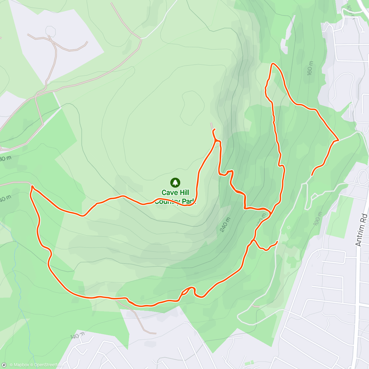 Map of the activity, Belfast, Cave Hill Country Park