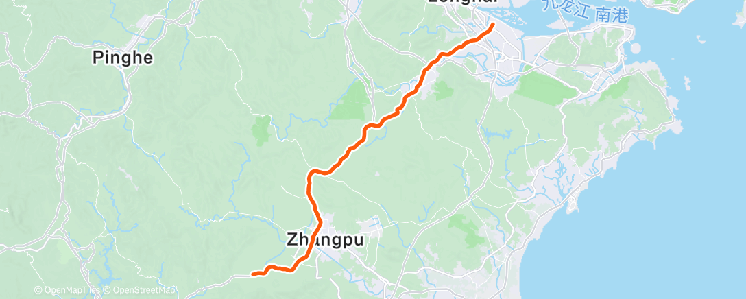 Map of the activity, 2,500km completed -  Running across China - Longhai District (Zhangzhou) to Pantuo Town