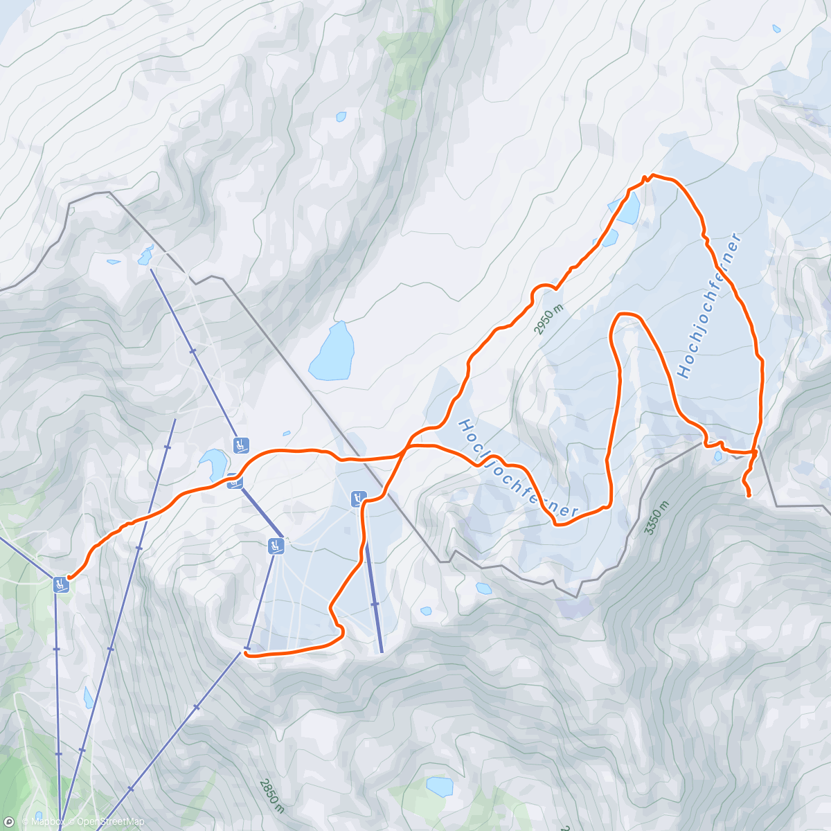 Map of the activity, Lodowce