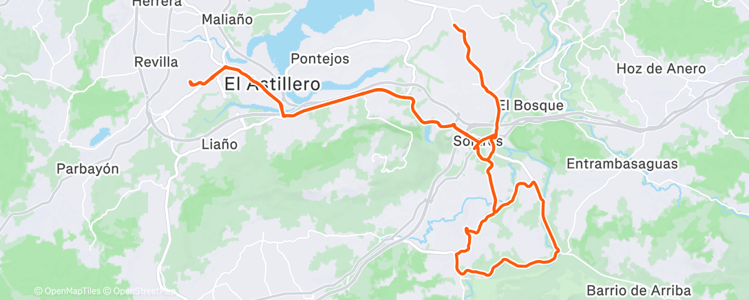 Map of the activity, Bicicleta a la hora del almuerzo