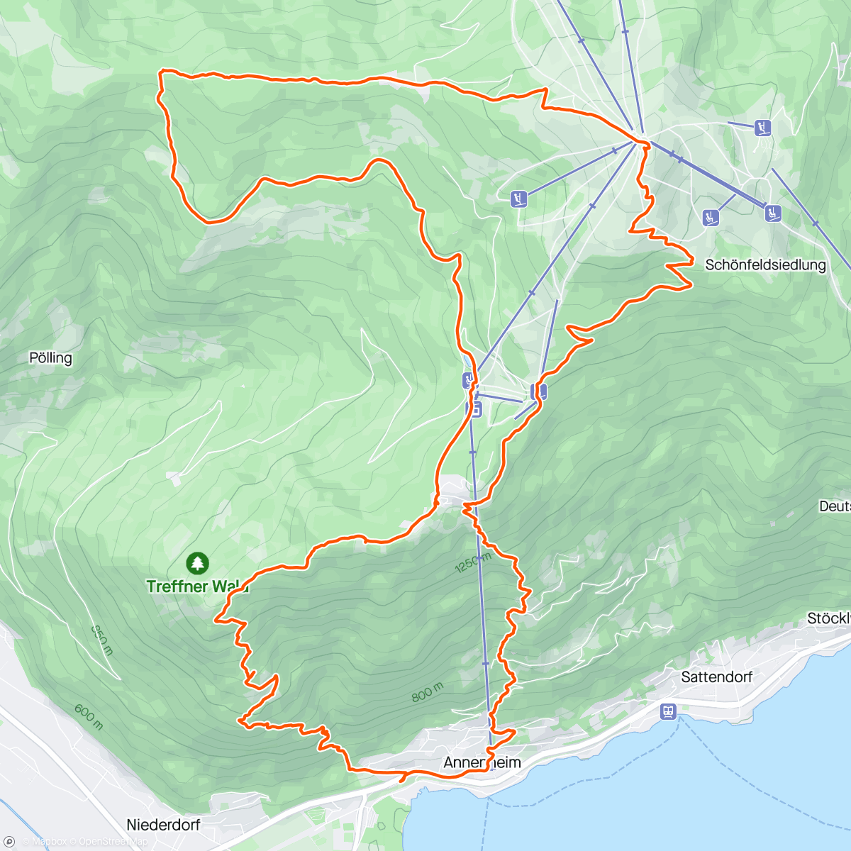 アクティビティ「Gerlitzen Trail Loop 22km」の地図