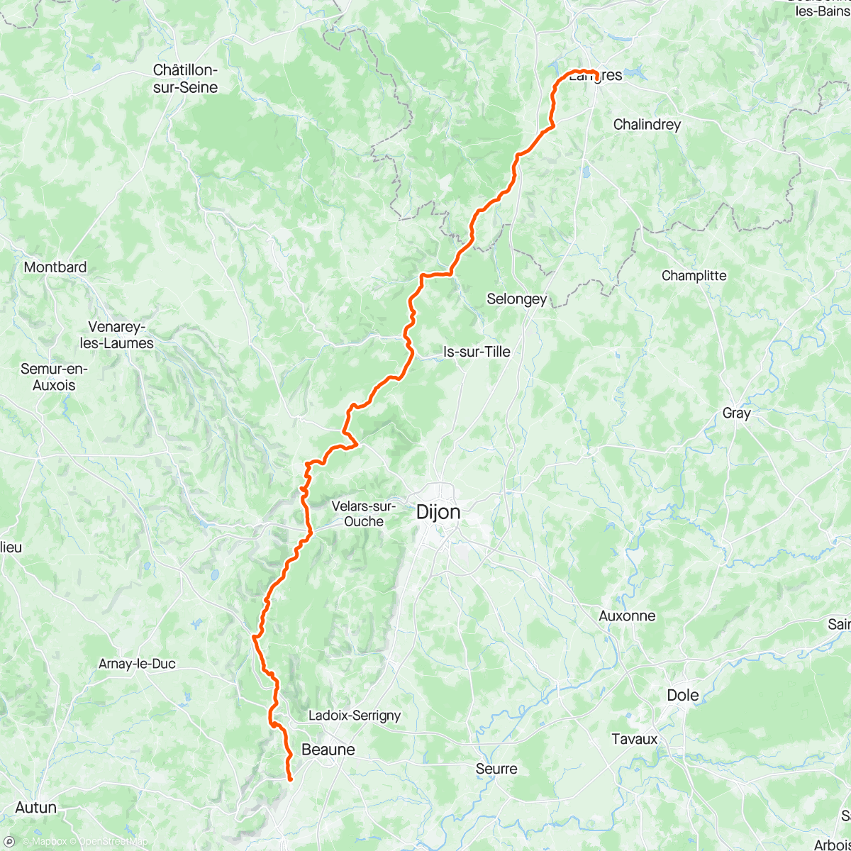 Mappa dell'attività 21/05/2024 Lustrumtocht dag 5 - Langres - Meursault, F