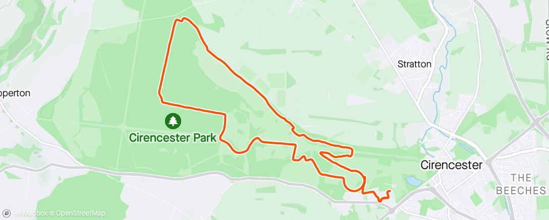 Mapa de la actividad (Bathurst Gravel - Cirencester Park)