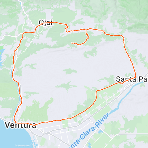 Ojai/Ventura/Santa Paula Loop 89.0 km Road Cycling Route on Strava