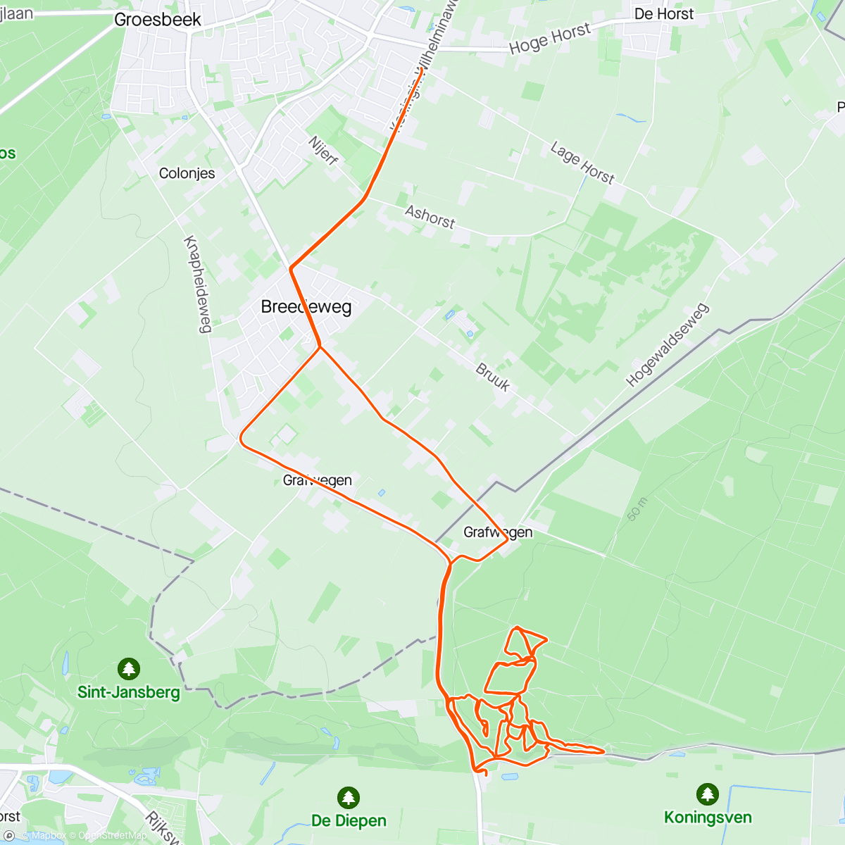 Map of the activity, Trailtjes bij de Diepen
