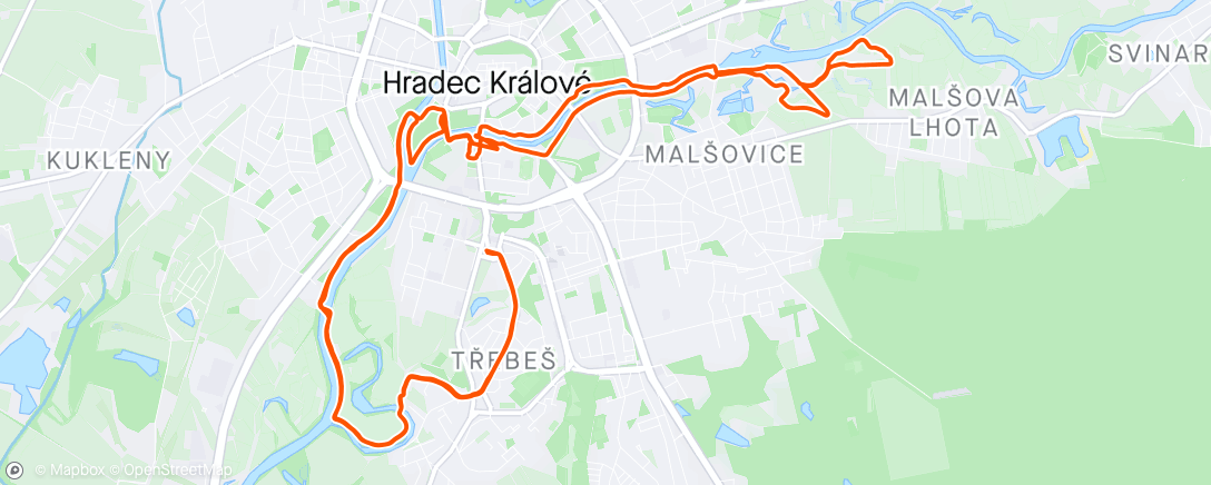 Carte de l'activité HK HM Malšovický jez + Třebeš - Afternoon Run