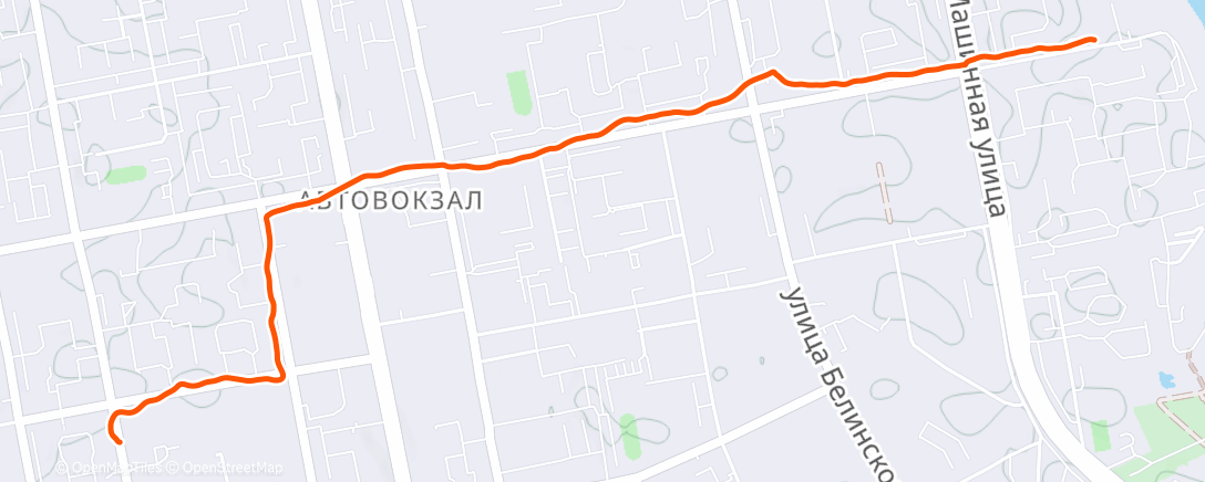 Map of the activity, Бег на улице
