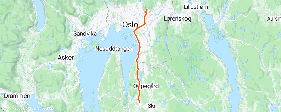 Map of the activity, Afternoon Ride hjem