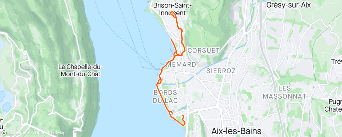 Map of the activity, 🏃footing chemin/bitume Aix-les-Bains 🚤🤩