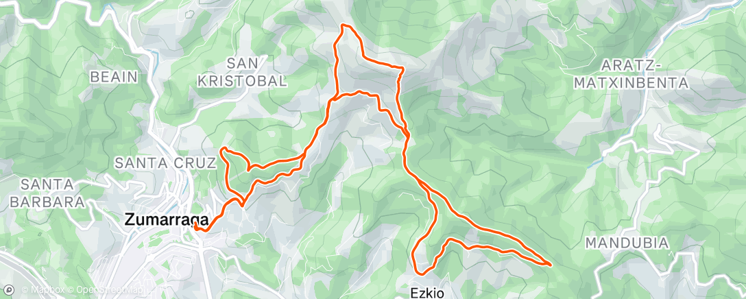 Map of the activity, Carrera de montaña por la tarde