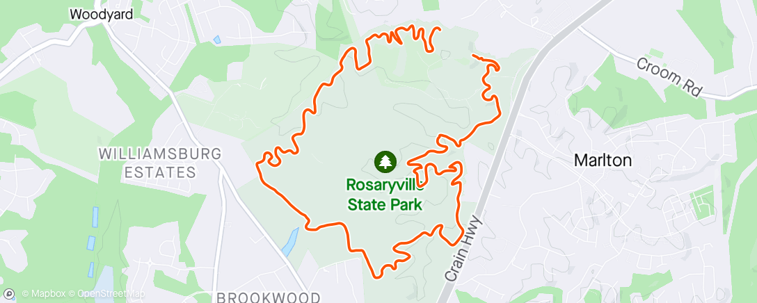 Map of the activity, Beautiful Sunday Afternoon M&M MTB Ride @ Rosaryville