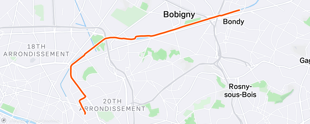 Map of the activity, Sortie vélo le matin