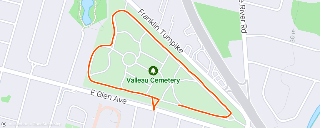 Map of the activity, Cemetery Transition Run