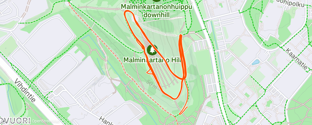 Map of the activity, 21.4: Sauvarinne sis. 4x4x30 sauvaloikka setit 🦘