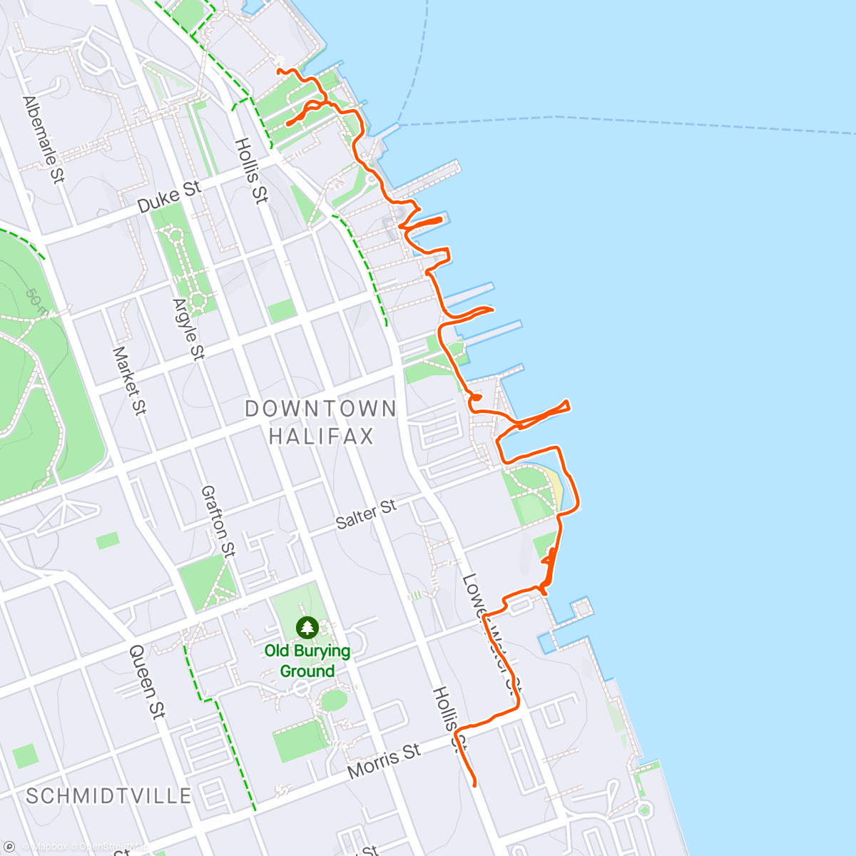 Kaart van de activiteit “Exploring Halifax waterfront”
