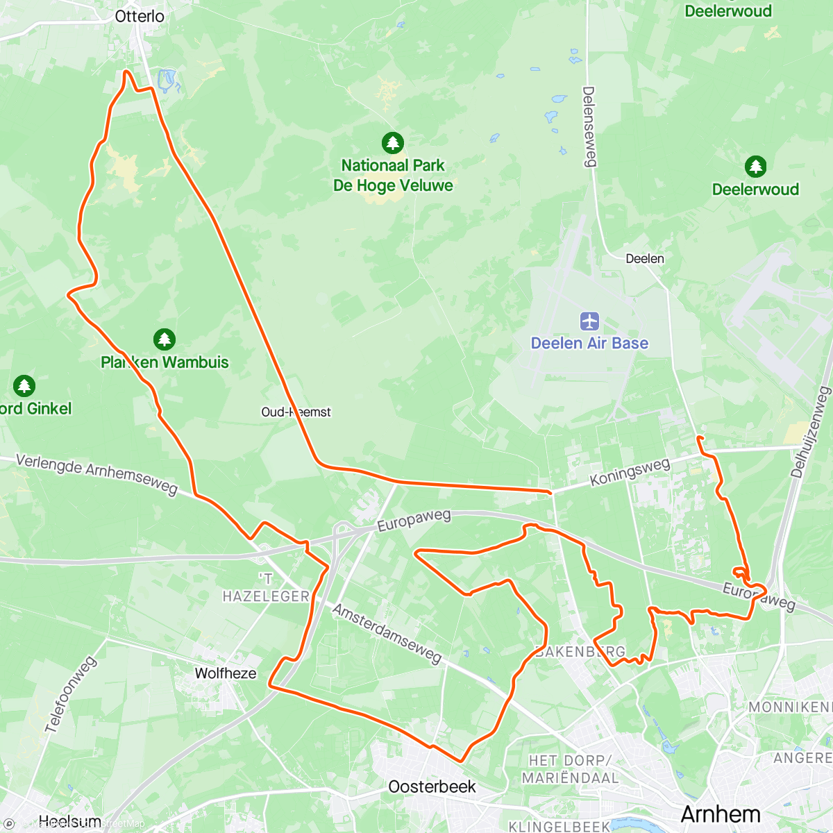 Map of the activity, VeluweBound