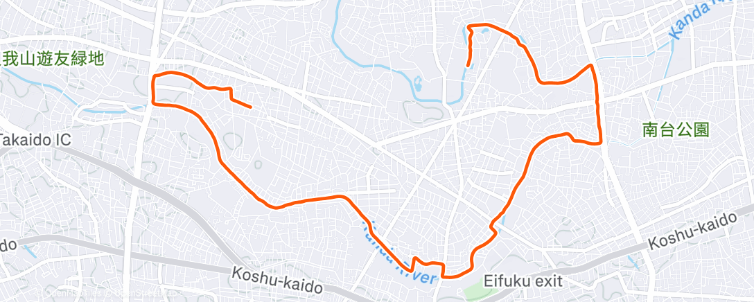 Map of the activity, Night Run