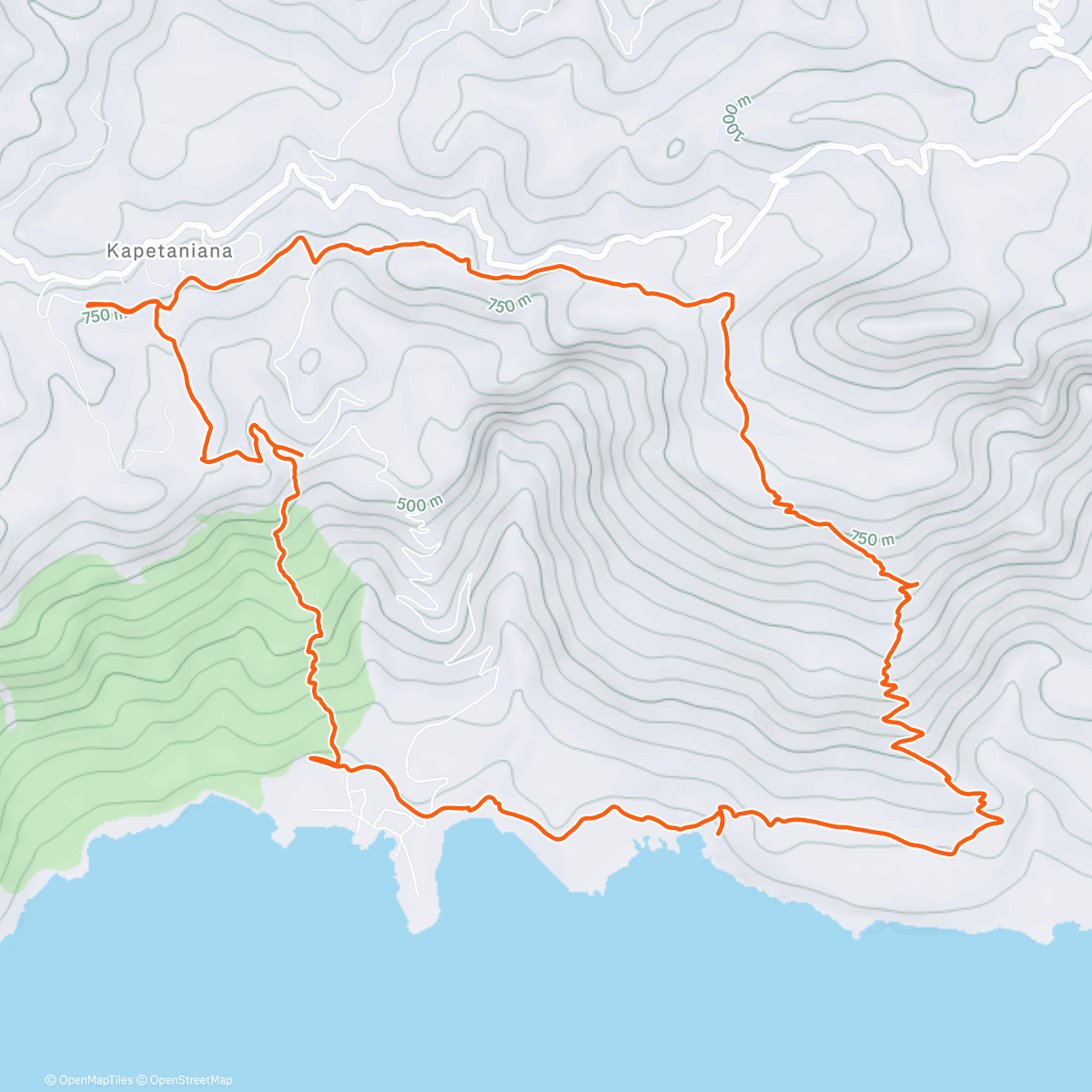 Map of the activity, Agios Ioannis Steilküsten Run