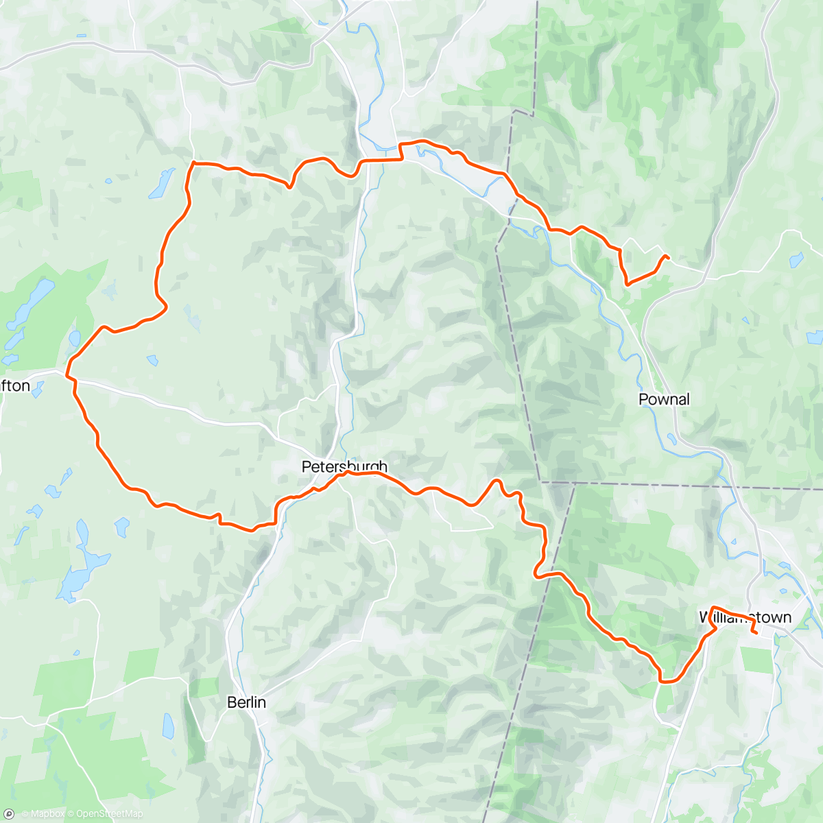 Map of the activity, Tuesday Night Ride, Babcock Lake