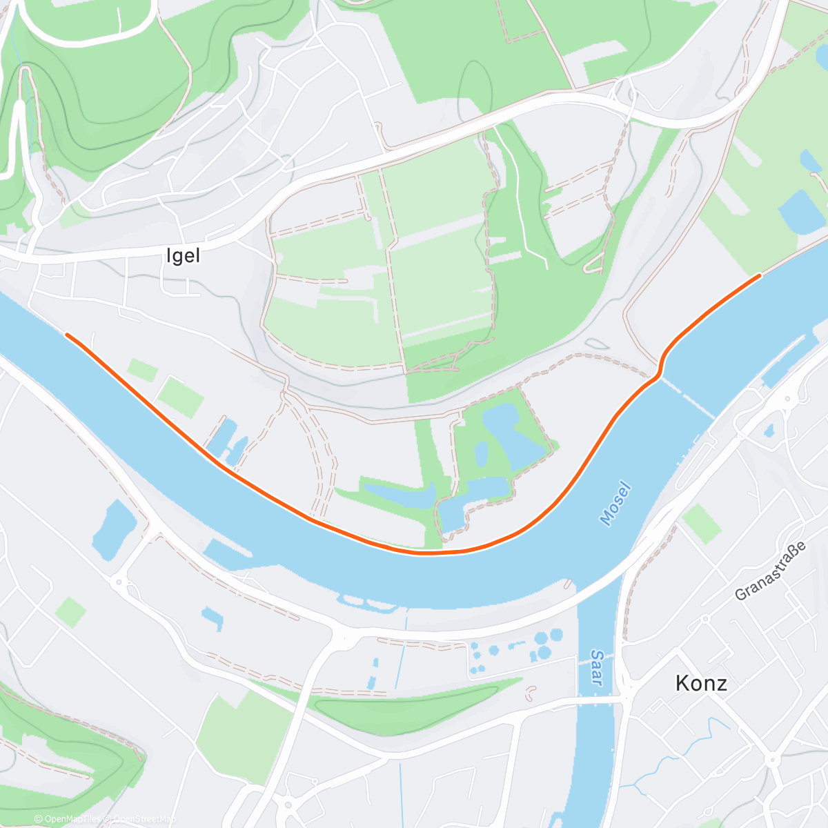Map of the activity, Night 5K along the Moselle with Buck 🌙🐕