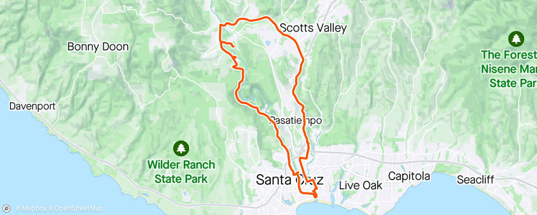 Map of the activity, Spring Break, exploring Santa Cruz