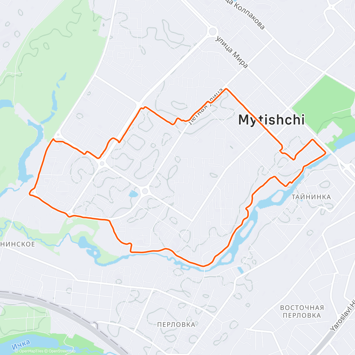 Map of the activity, Дневной забег