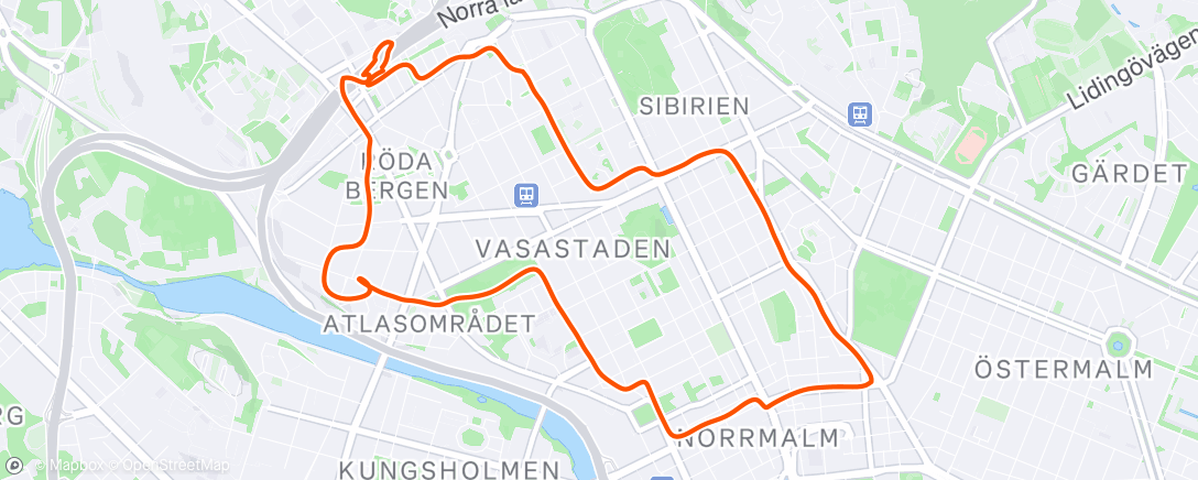 Map of the activity, Återhämtningsjogg
