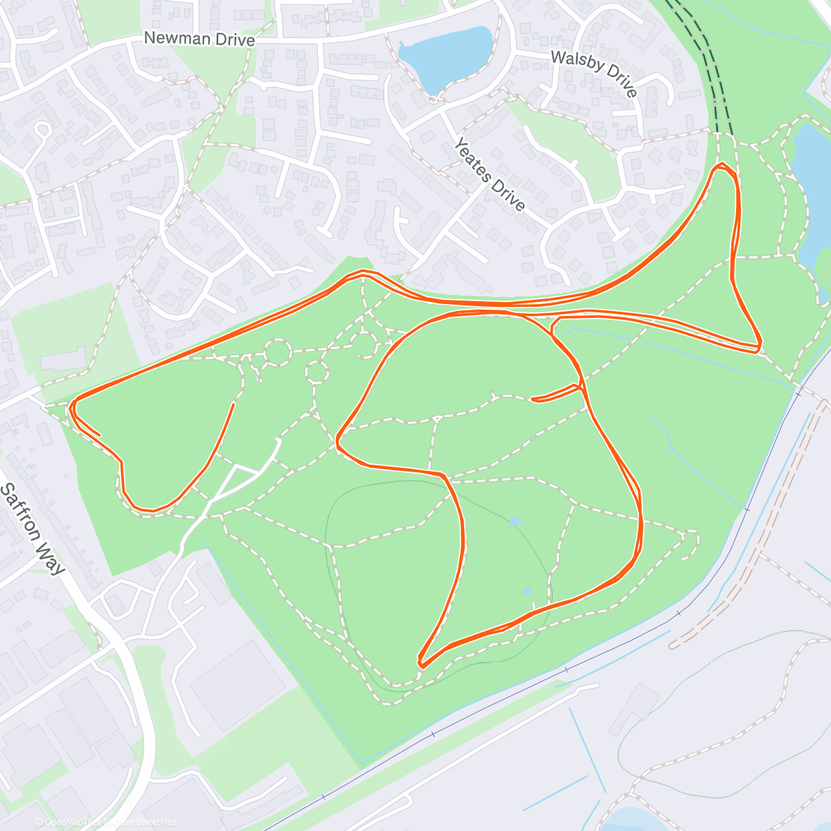 Map of the activity, Run streak Day 3284 part two. Sittingbourne parkrun #466 (33,330km).